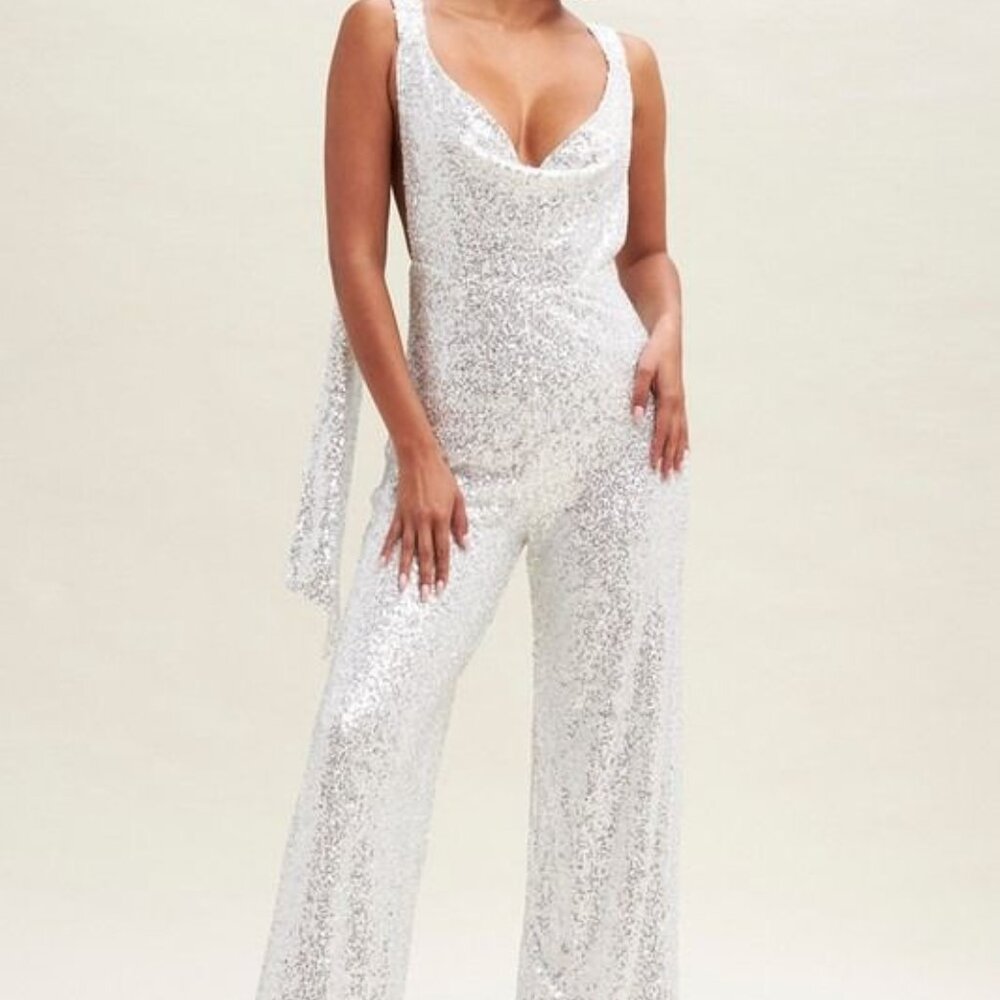 White/Silver Rhinestone Jumpsuit